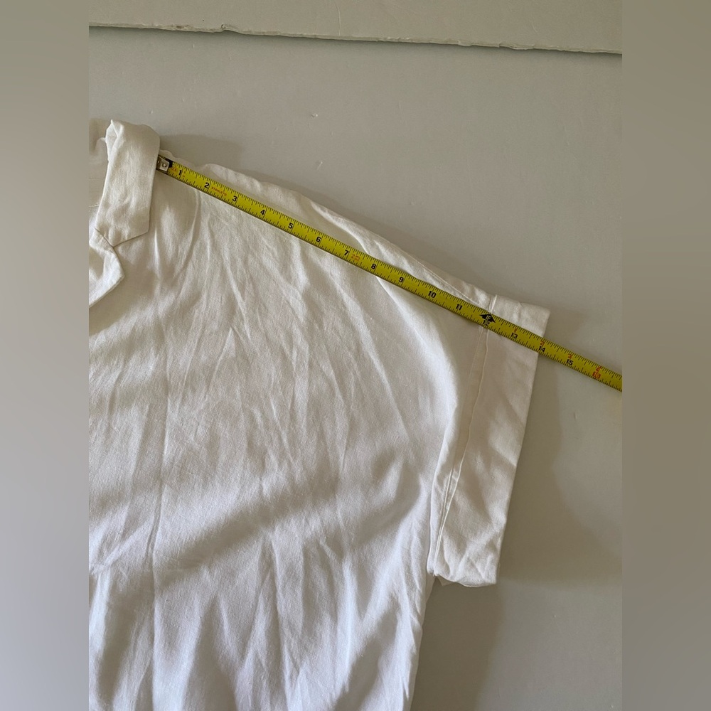 Madewell Women White Linen Blend Short Sleeve Central Shirt Popover 2X Back Slit - Picture 8 of 9